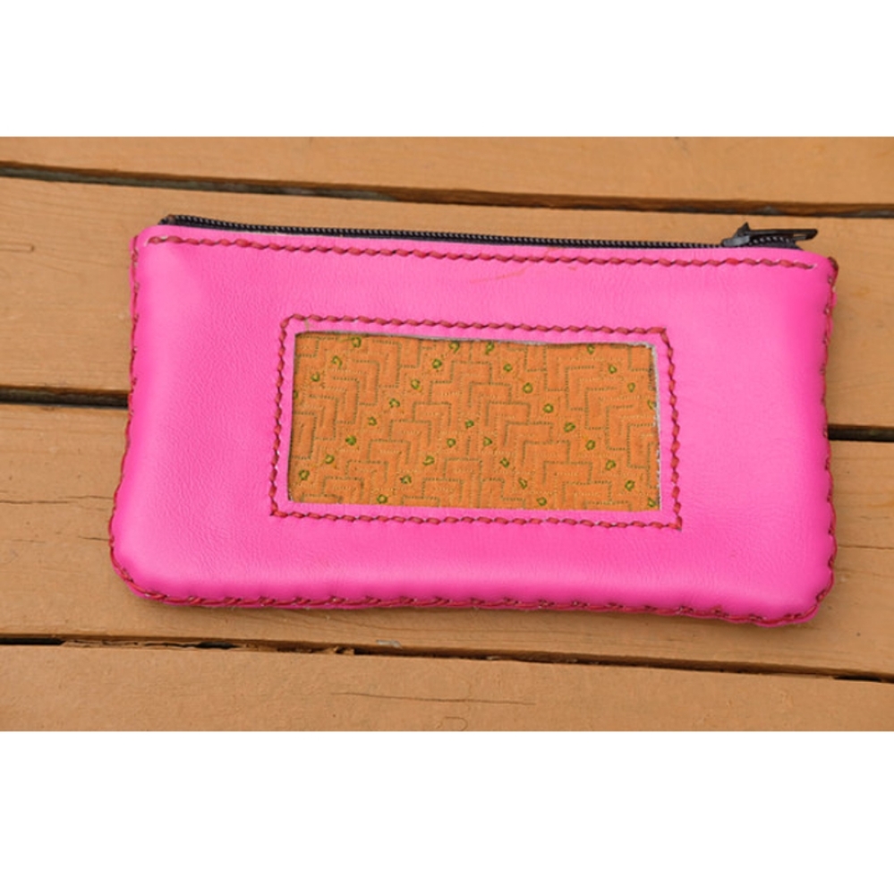 Pink ethnic wallet
